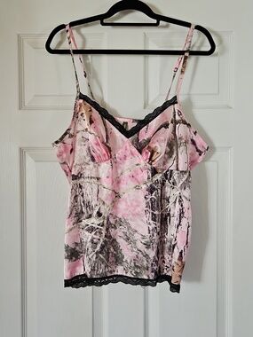 Cabela's Pink Camouflage Lace-Trim Pajama Shorts Set L